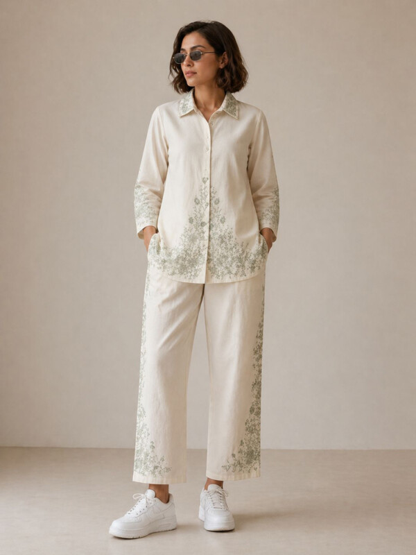 Sage Bloom Ivory Co-ord Set