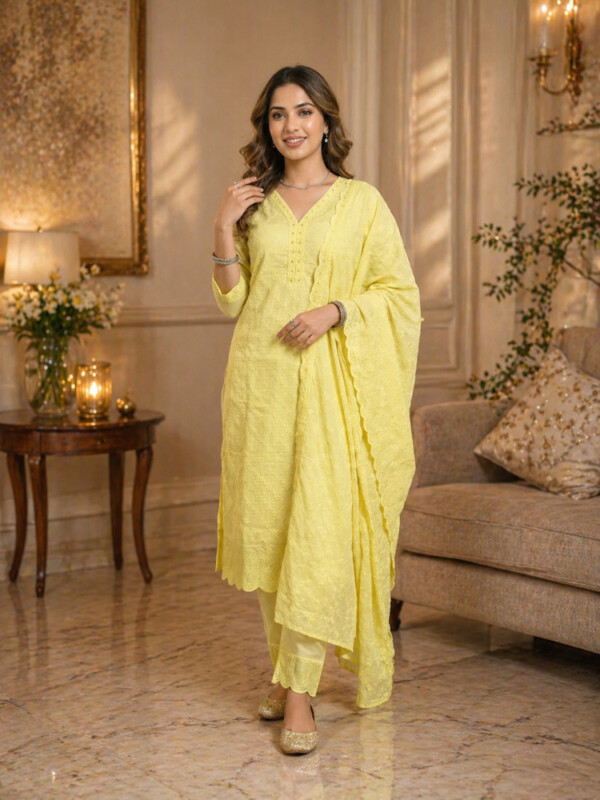 Sunlit Grace Chikankari Suit Set